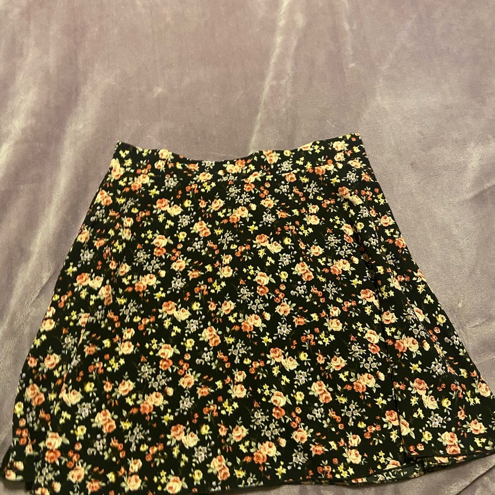 Floral Black Skirt
